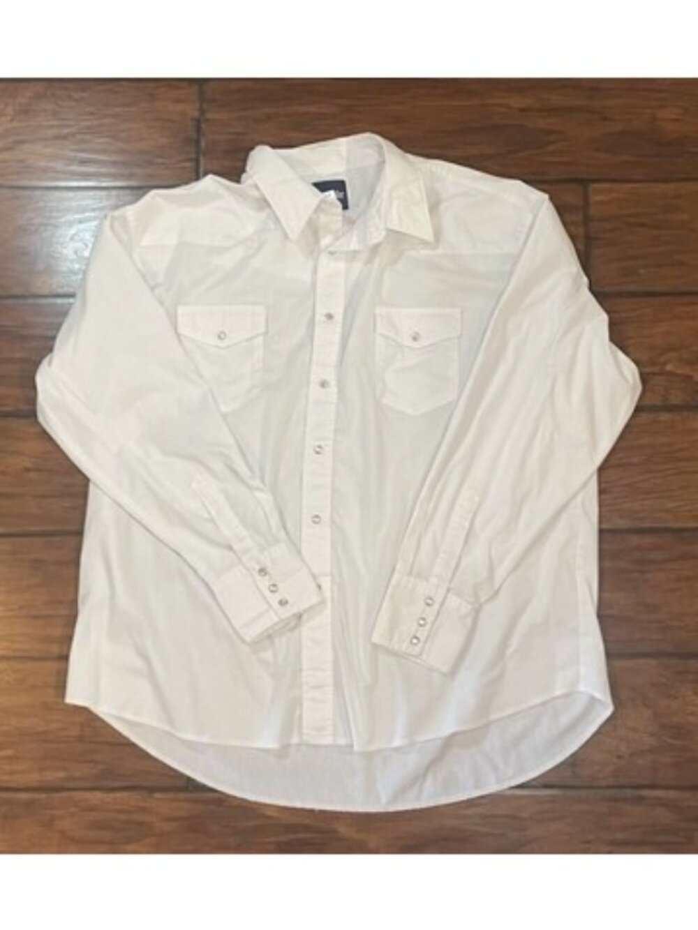 Mens XXl Wrangler Pearl Snap White Shirt Cowboy Workwear Western Minimalist